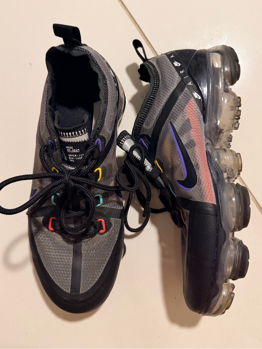 Nike Kids Vapormax 2019 Game Change Sneakers with Multicolor Accents